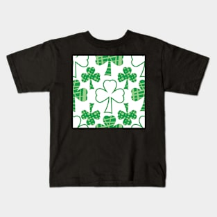 Holiday pattern filled Shamrocks, Saint Patricks Day Kids T-Shirt